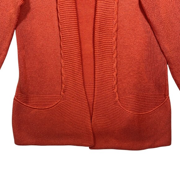 shawl collar Knit cardigan open front with pockets Orange size LG Allison Sheri - Picture 16 of 16